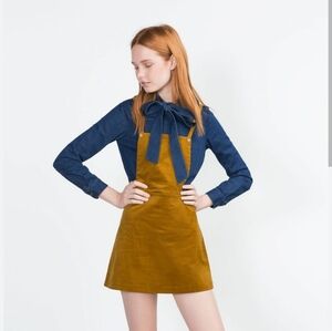 Zara Trafaluc Brown Corduroy Pinafore, L